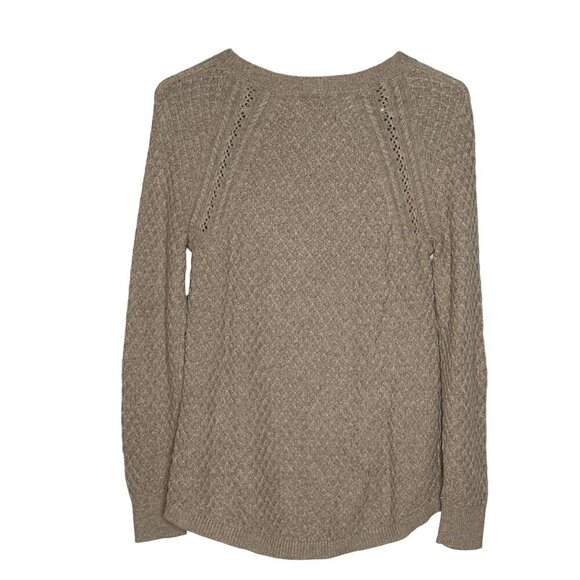 Wool Blend Soft Beige Crew Neck Sweater Womens XXS Cozy Office Neutral Minimal - Picture 2 of 9